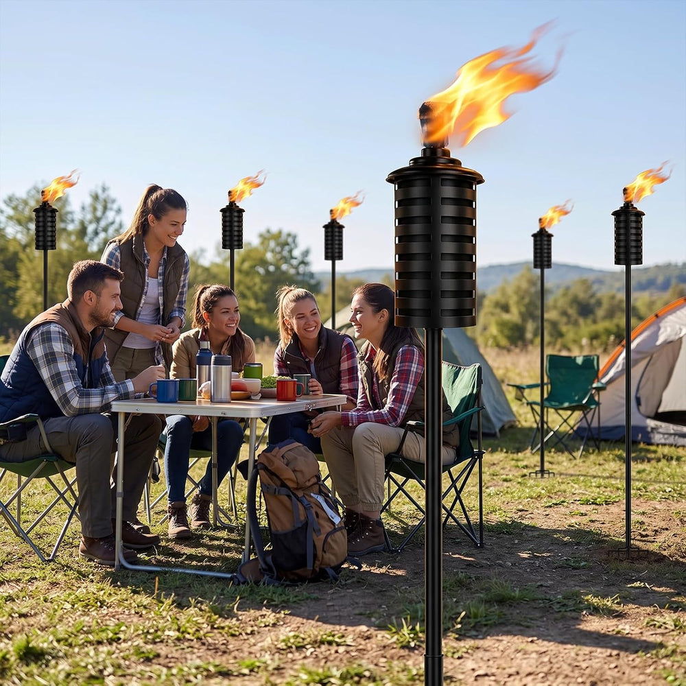 6-Pack Home Garden Torch , 16 Oz Outdoor Black Metal Torch Garden Décor ,60-I...