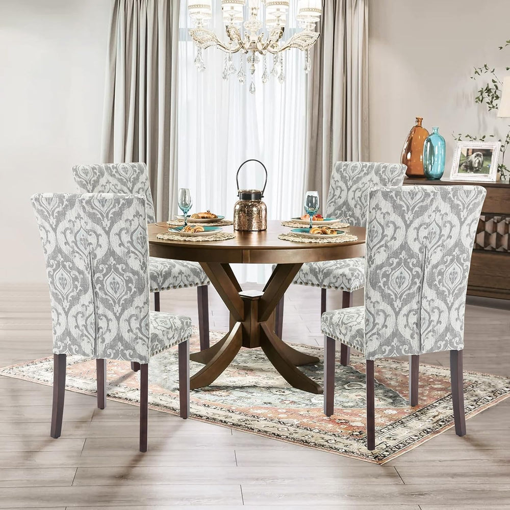 Parsons Dining Chairs Set of 2, Upholstered Nailhead Dining Room Kitchen Side...