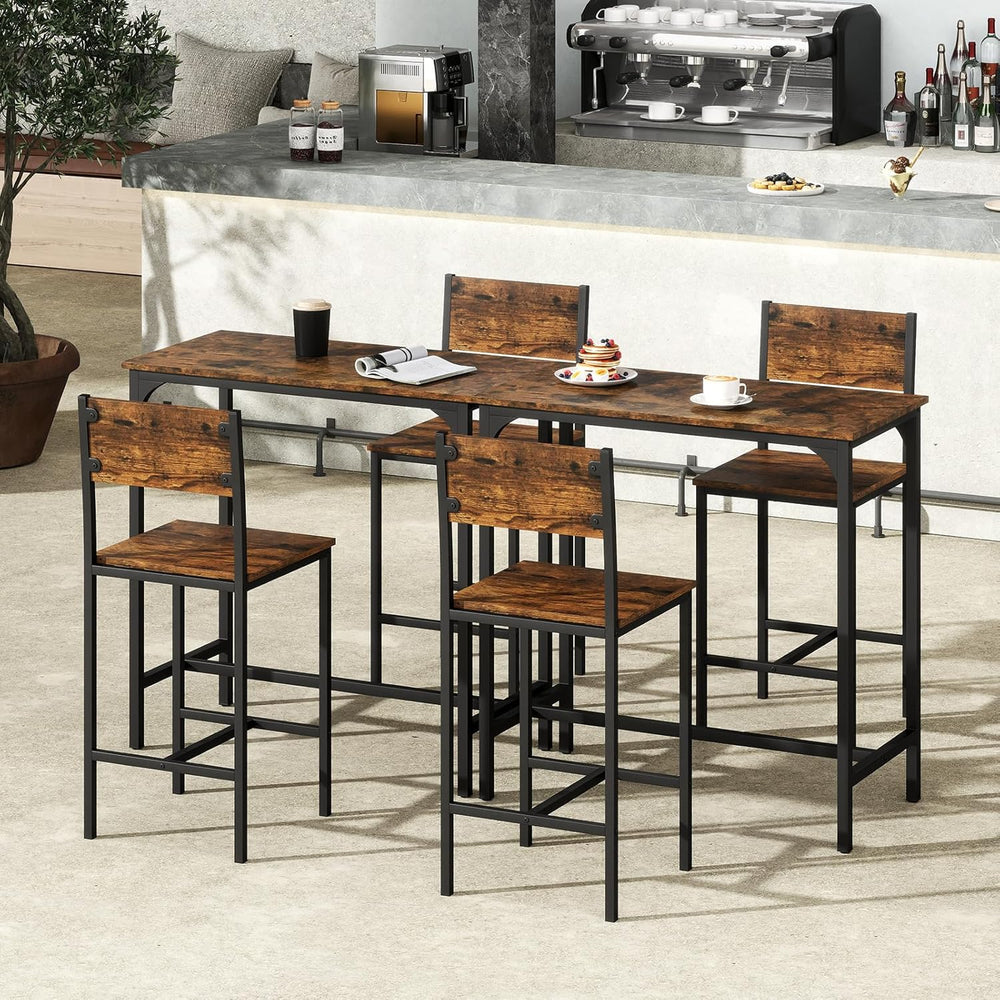 GIANTEX 3-Piece Bar Table and Chair Set with 2 Counter Height Bar Stools, Bre...