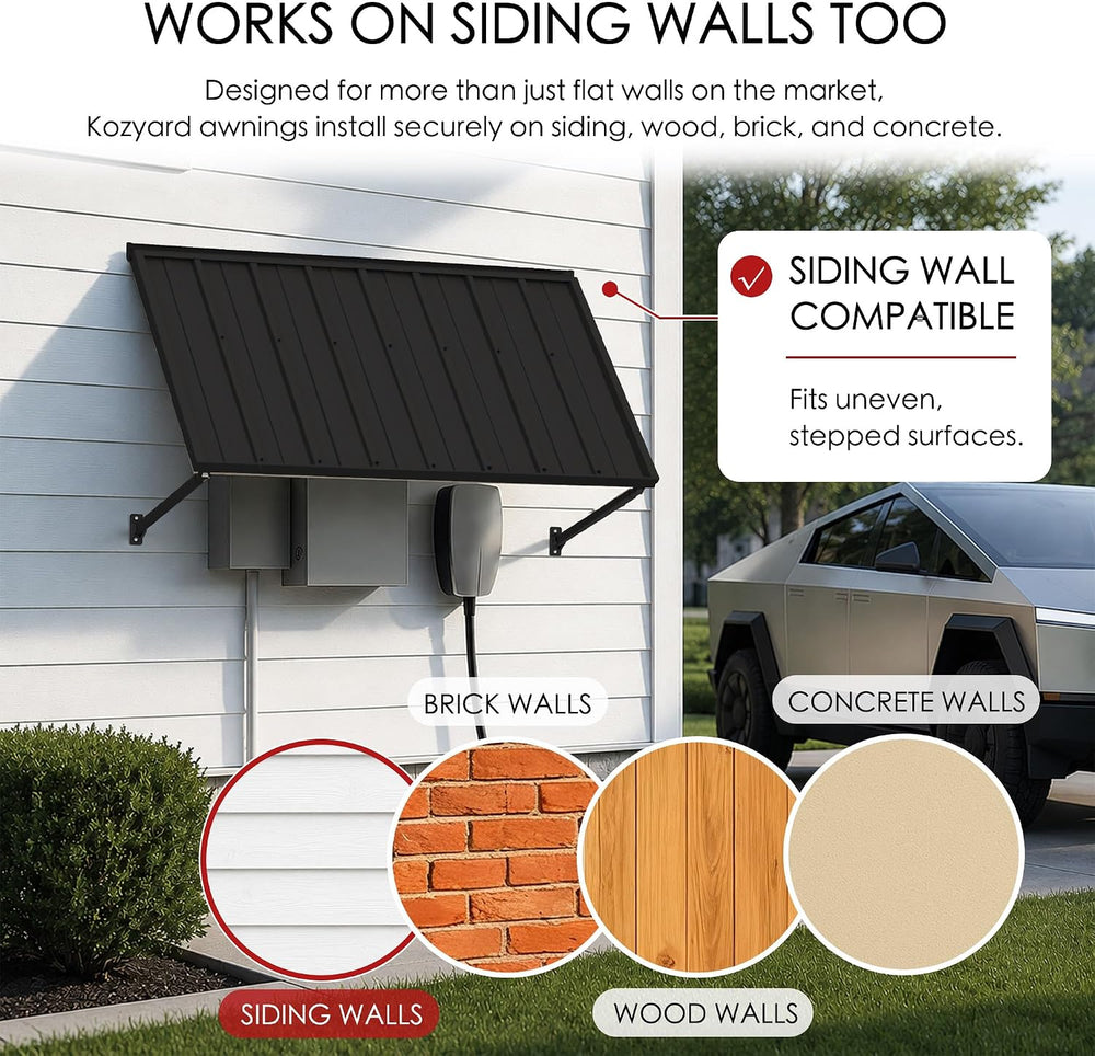 Kozyard Adjustable Door Window Awning – 4-Level Tilt, 42"W×32" Slop...