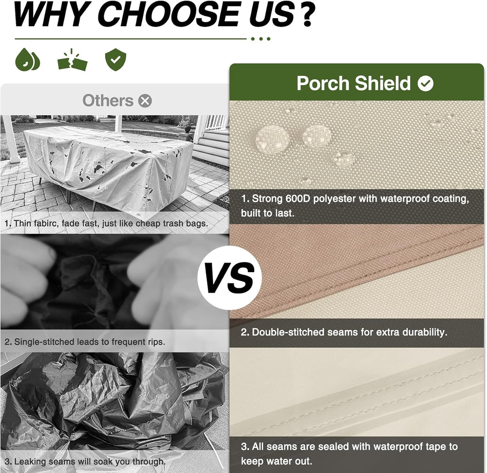 Porch Shield Waterproof Rectangular Patio Table Cover 75 x 43 inch