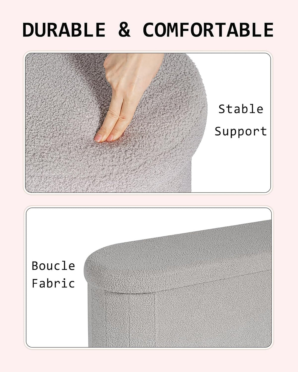 43.3 Inches Foldable Storage Ottoman Bench, Oval Footrest