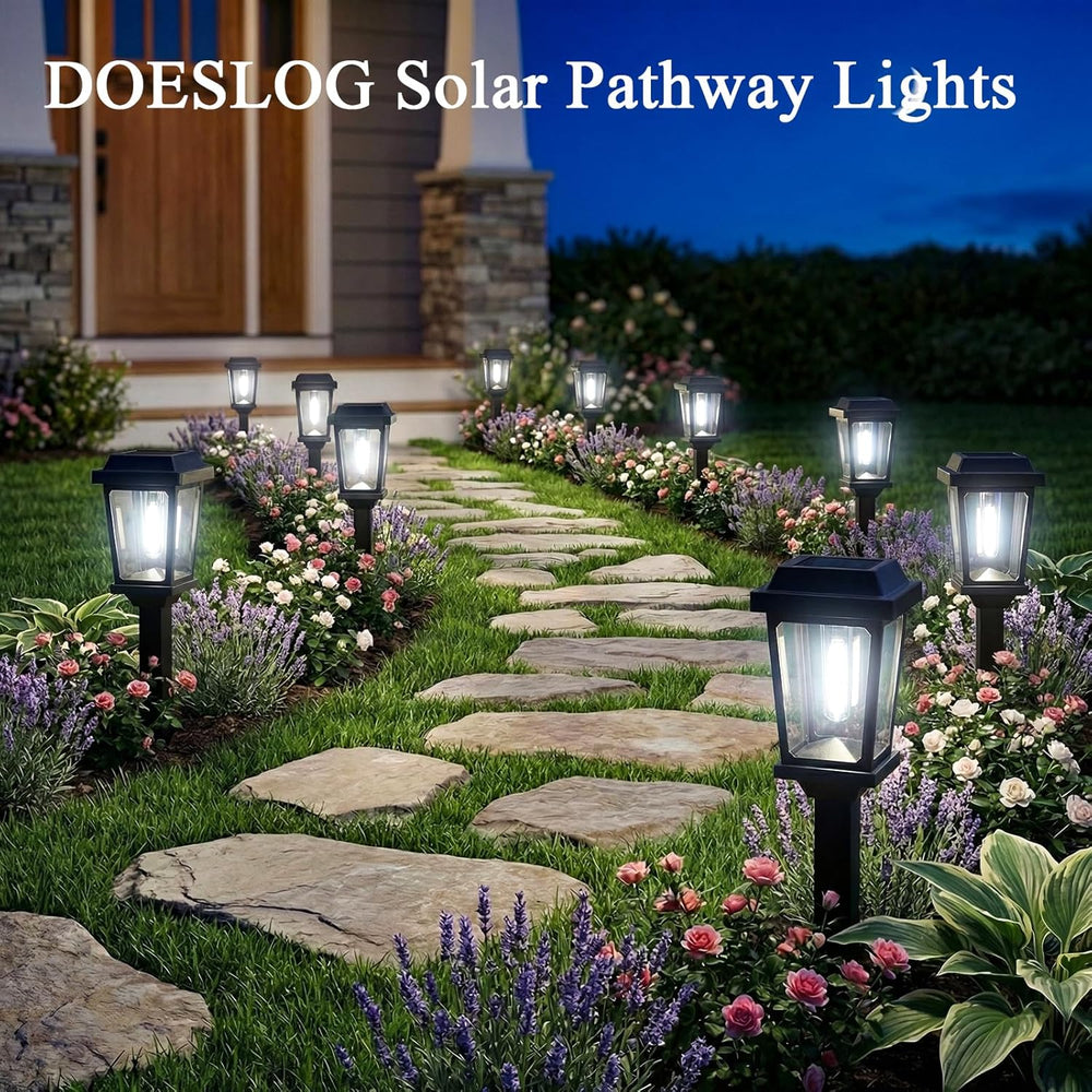 12 Pack Solar Lights Outdoor Pathway, Modern Solar Garden Lights, Waterproof ...