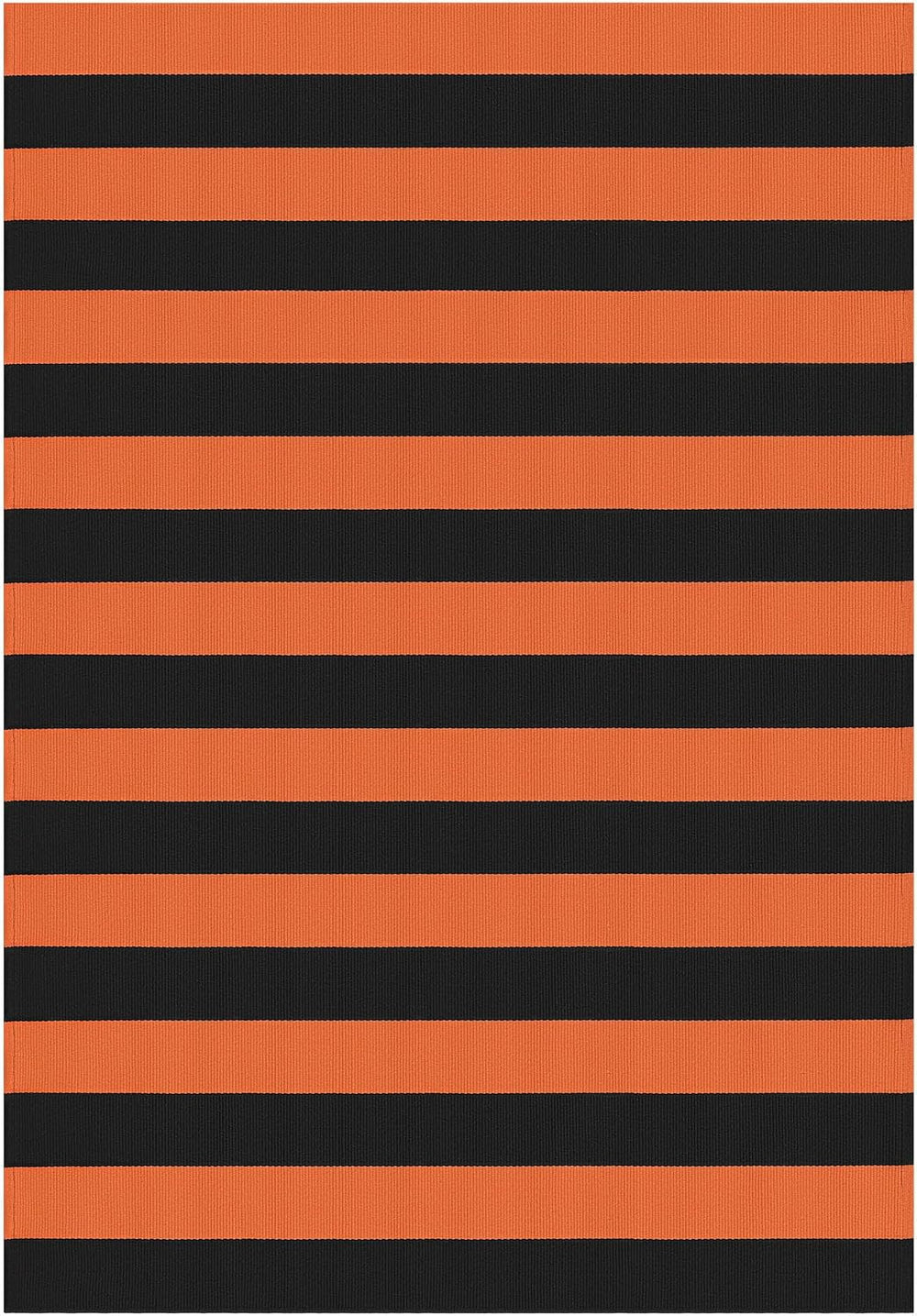 IOHOUZE Fall Striped Outdoor Rug 4x6, Washable Porch, Orange Black
