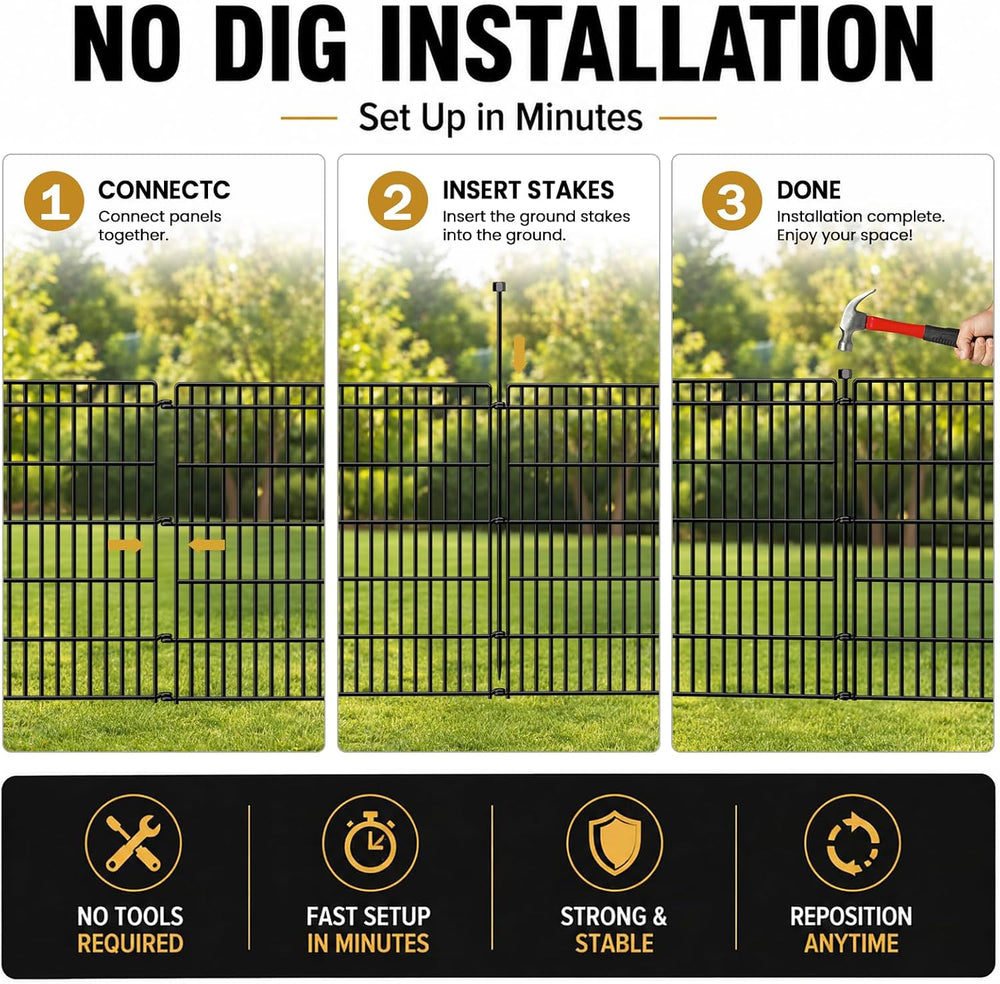 No Dig Garden Fence, Dog Fencing Outdoor for Yard, 10 Panels