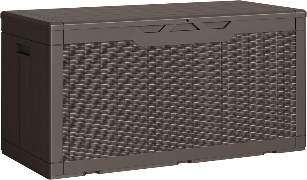 Greesum Outdoor Storage Box 100 Gallon Storage Bin with Lid for Patio Furnitu...