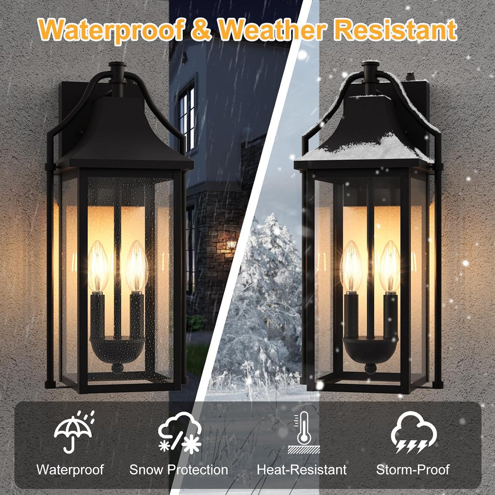 18IN Dusk to Dawn Outdoor Wall Sconce, 2-E12 Base Porch Light