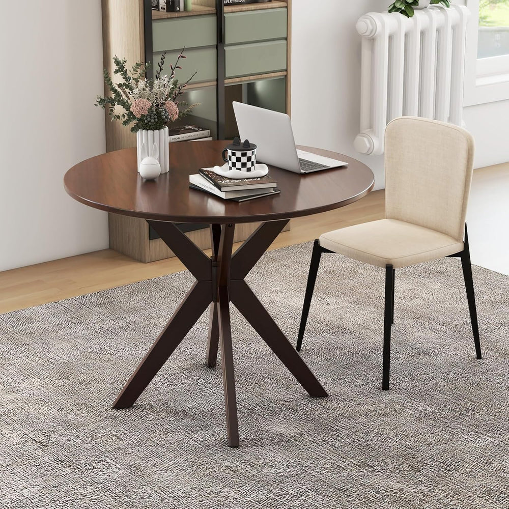 Tangkula 36" Round Dining Table, Mid-Century Modern Kitchen Table with R...