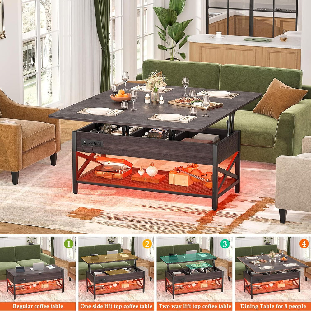 Aheaplus Coffee Table Lift Top Multi-Function Coffee Table Converts to Dining...