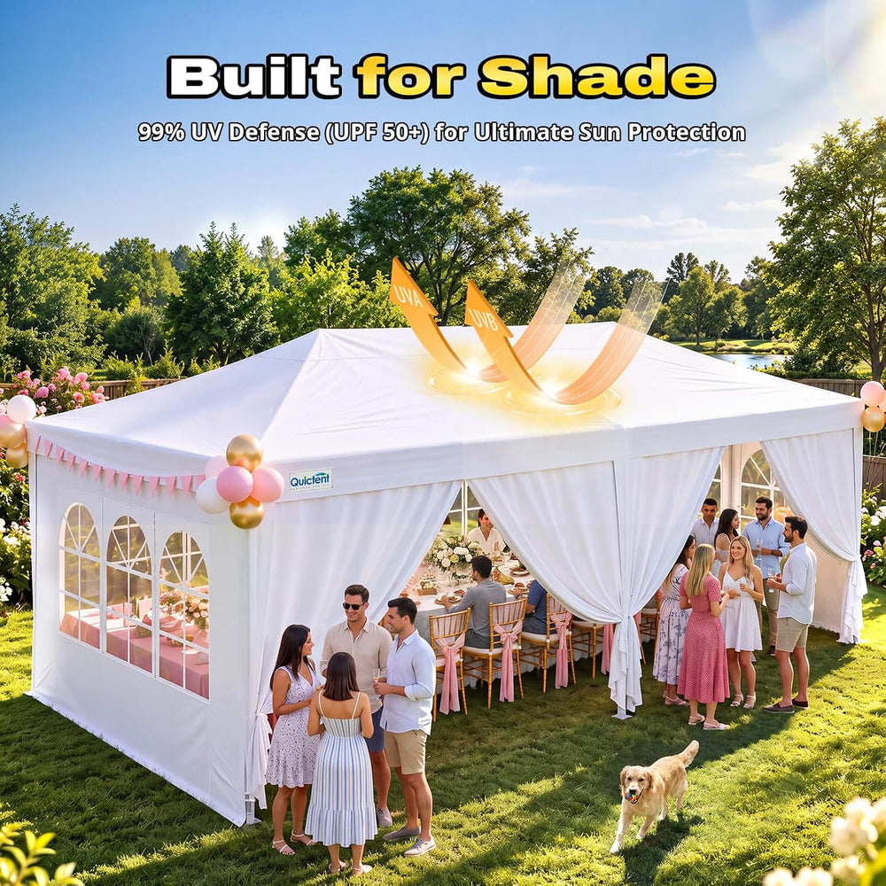10x20 Pop Up Canopy Tent with 6 Cathedral Sidewalls, Outdoor Party Tent