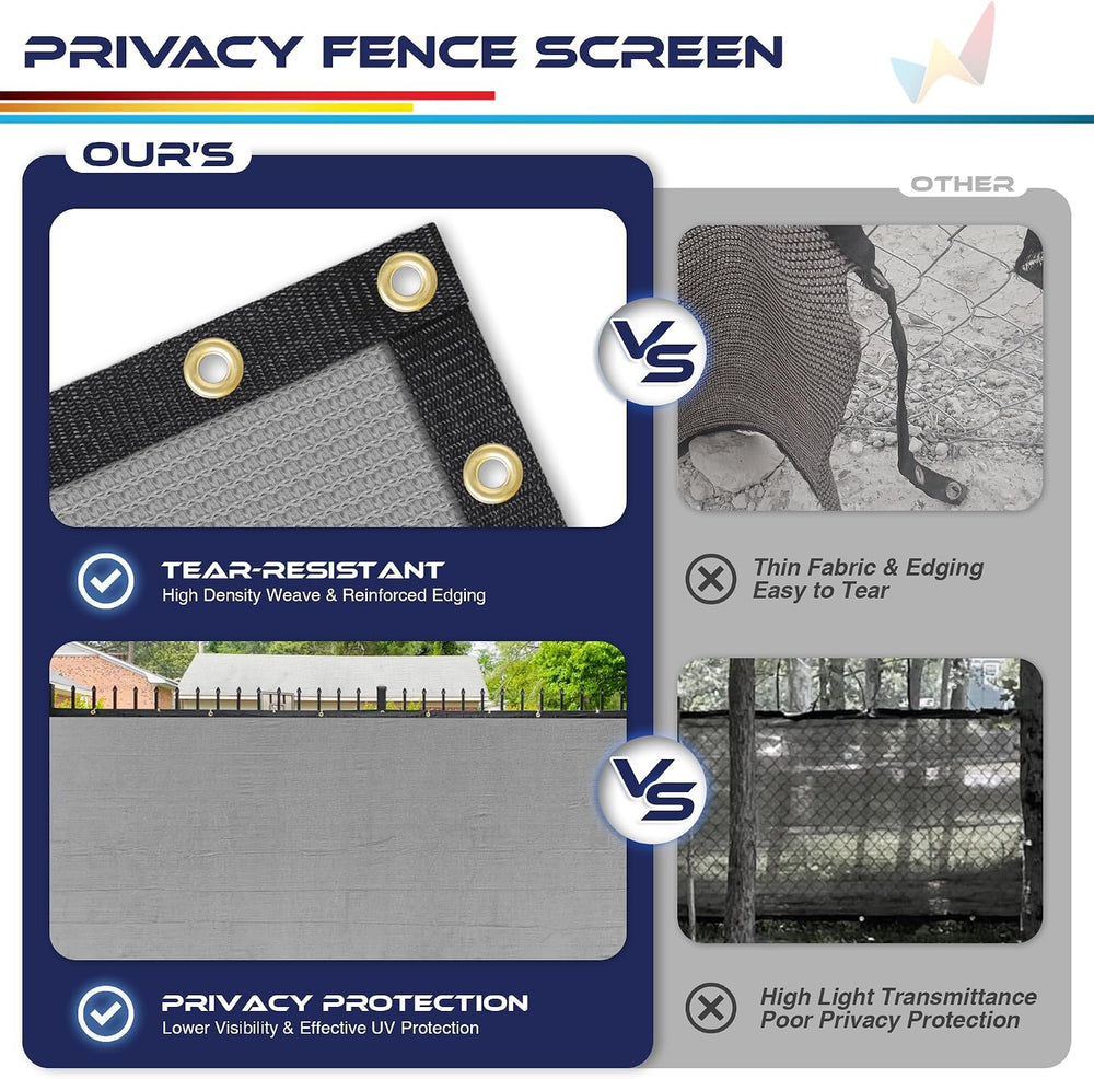 WINDSCREEN4LESS 6' x 50' Privacy Fence Screen in Light Grey for Chain...