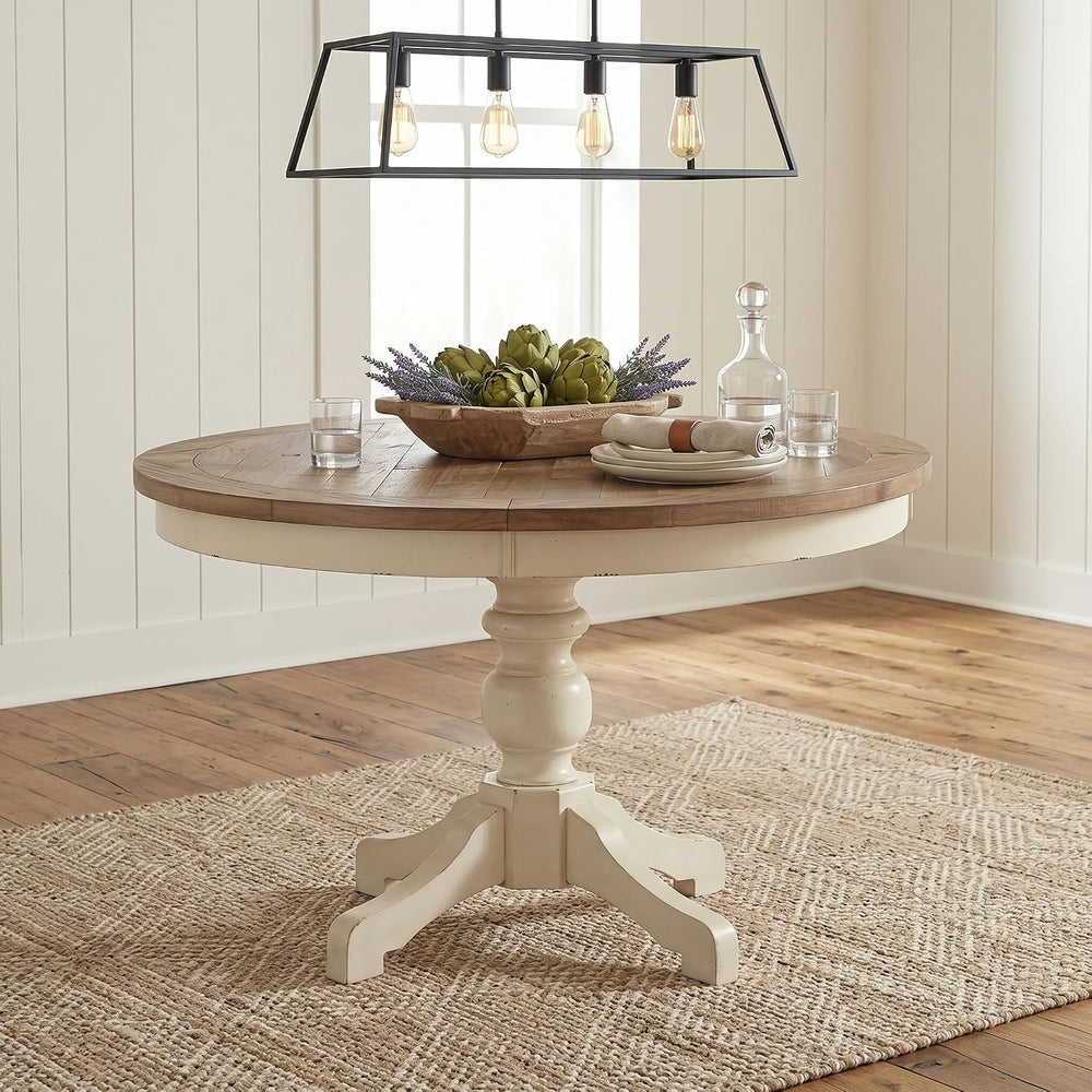 Roundhill Furniture Prato 5-Piece Round Dining Table Set with Cross Back Chai...