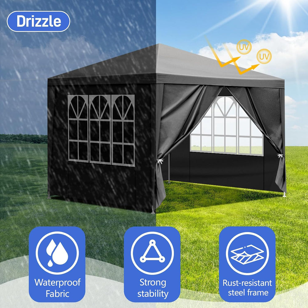 10x10 FT Party Tent, Outdoor Wedding Tents for Parties, Canopy Event Tent wit...