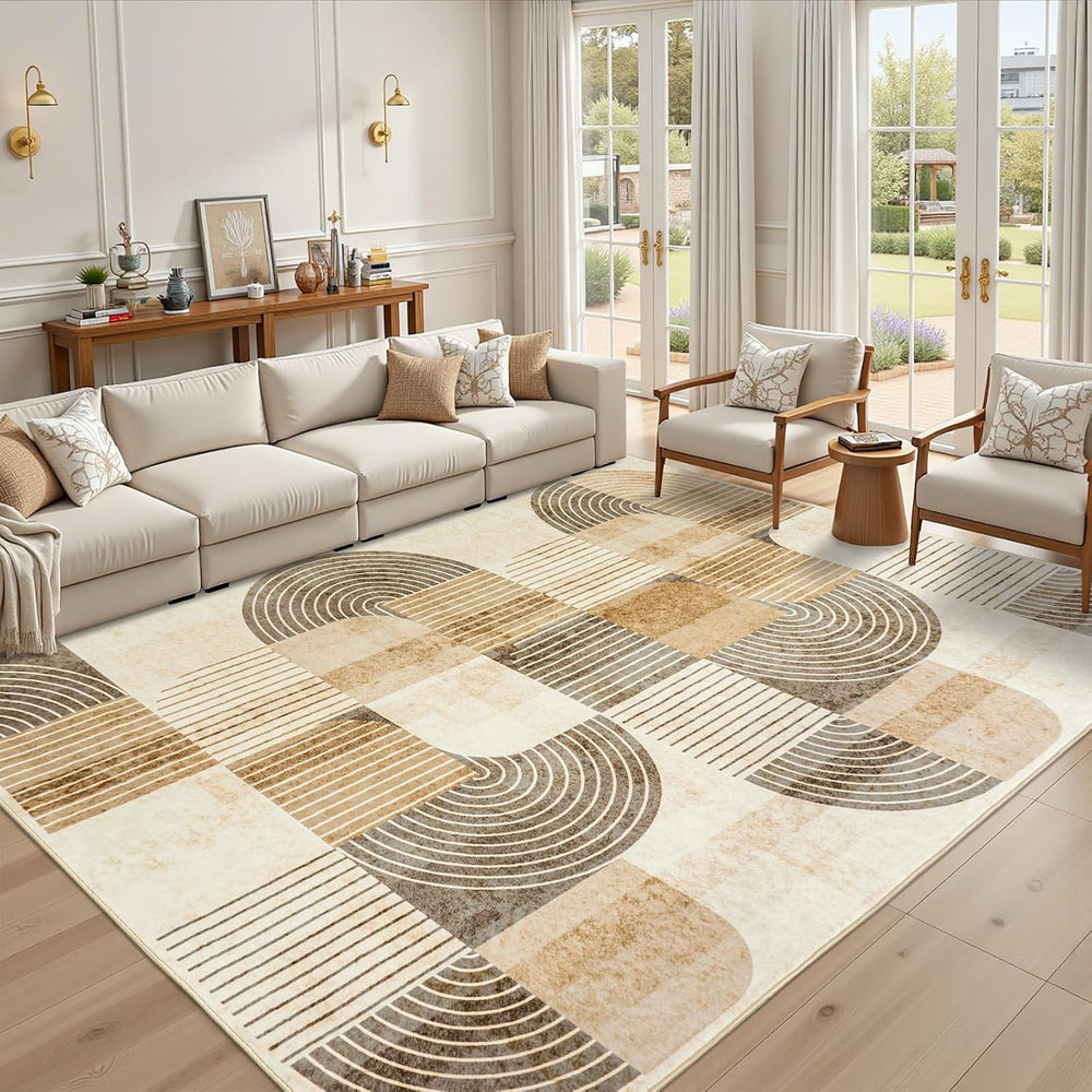 8x10 Area Rugs Washable Living Room Rug - Non-Slip Carpets Modern Rug