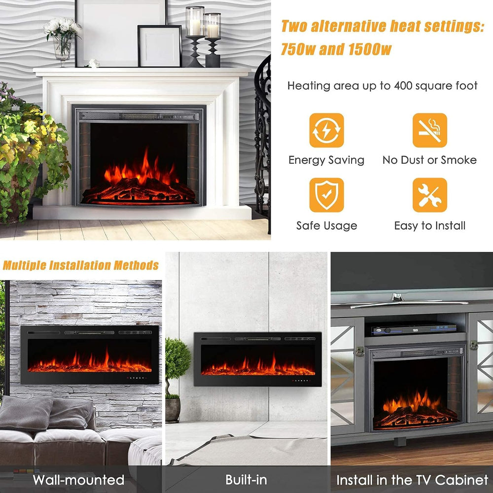 CharaVector 60 inch 750W/1500W Electric Fireplace Inserts with Remote Control...