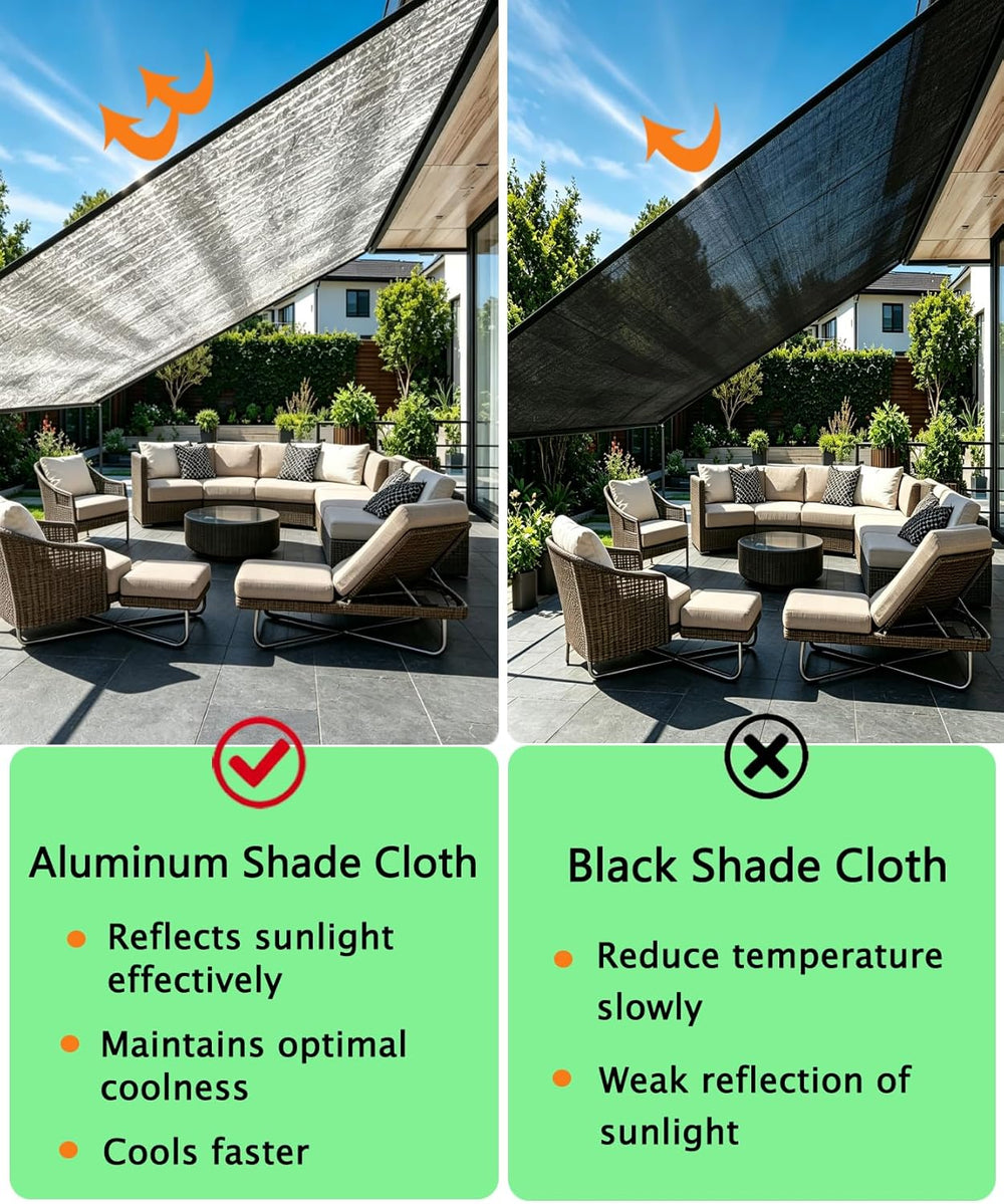70% Reflective Aluminum Shade Cloth, Silver, 10 x 14 FT