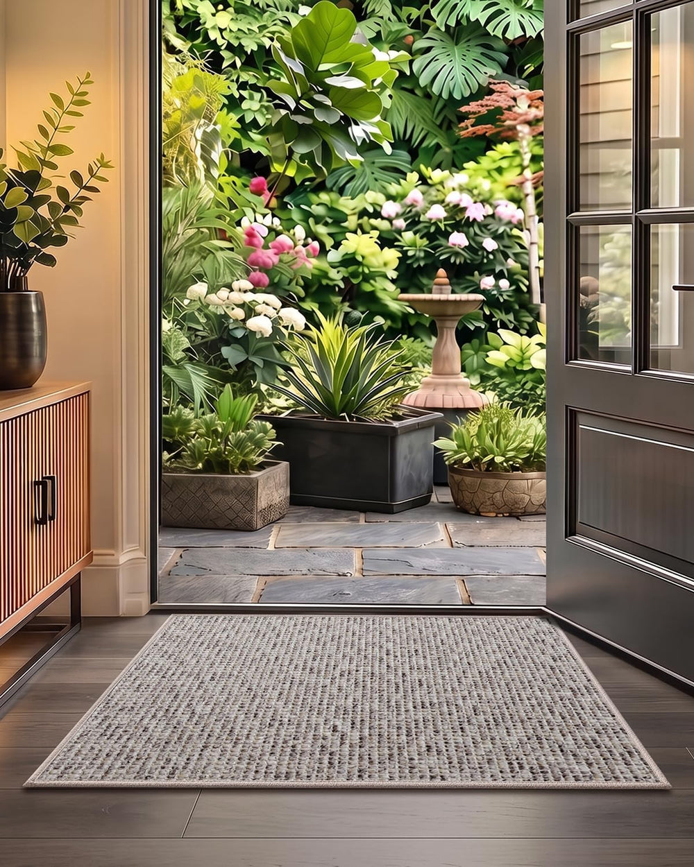 Color&Geometry Tweed-Style Thin Indoor Door Mat, 24"x36", Dirt ...