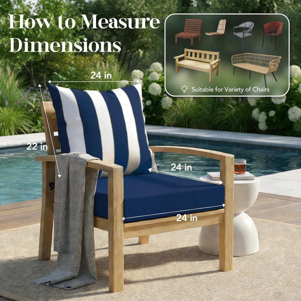 L’AGRATY Outdoor Chair Cushions for Patio Furniture:24" x 24" Deep ...