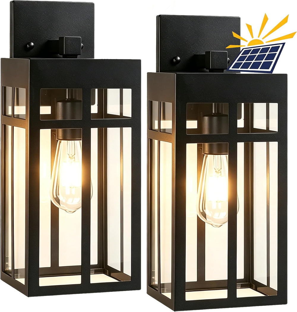 2 Pack Solar Outdoor Wall Lights, 16" Large Dusk to Dawn Exterior Lighti...