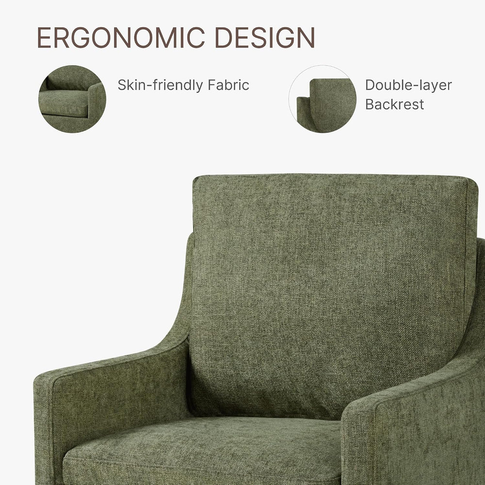 KISLOT Upholstered Dining Chairs Set of 2 with Casters, Moss Green