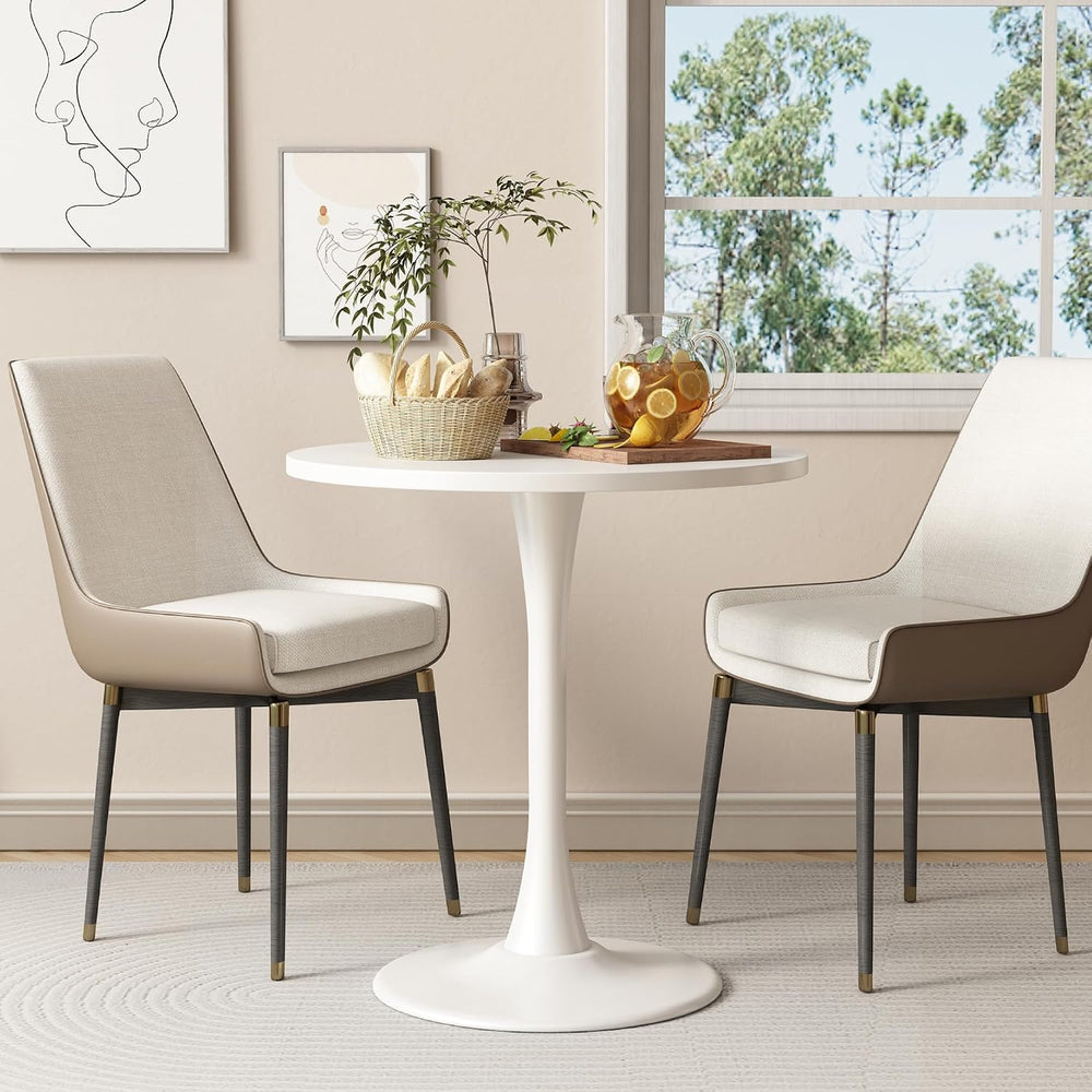 Round Dining Table 27.5" Circle Tulip Table for 4 People,White