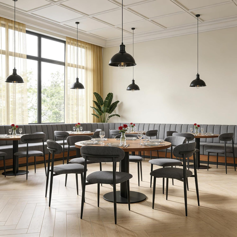 FREKEN Modern Upholstered Dining Chairs Set of 8, Mid-Century Metal Frame Lin...