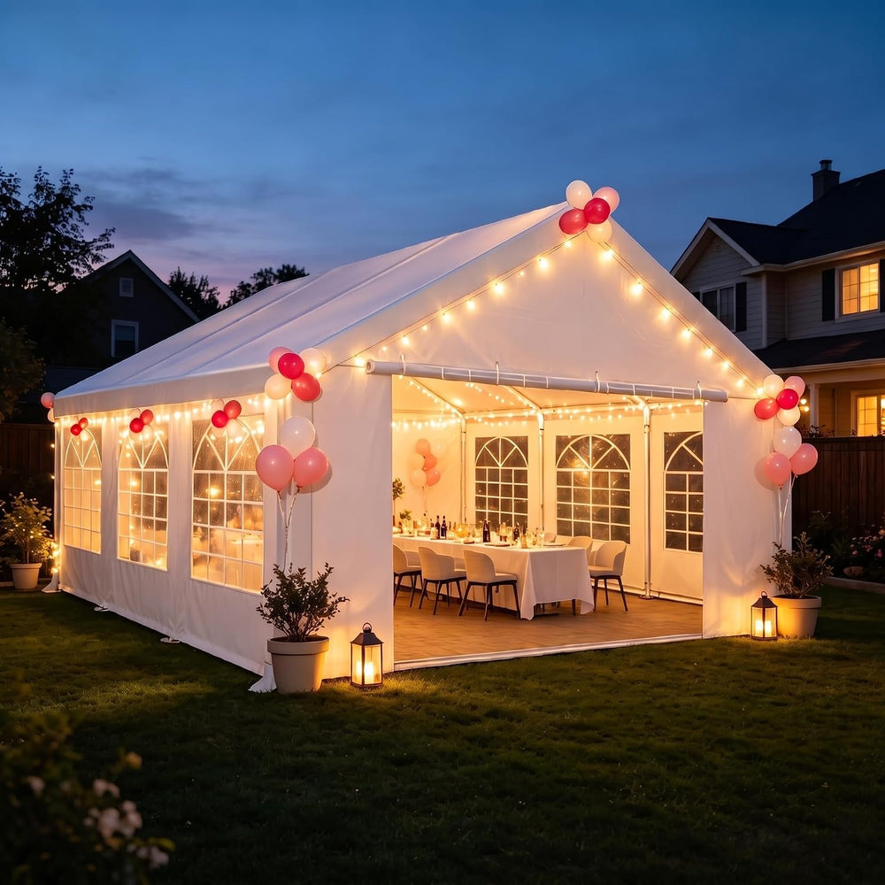 COBIZI 20x20 Outdoor Party Tent Heavy Duty Waterproof Canopy Shelter with 6 S...