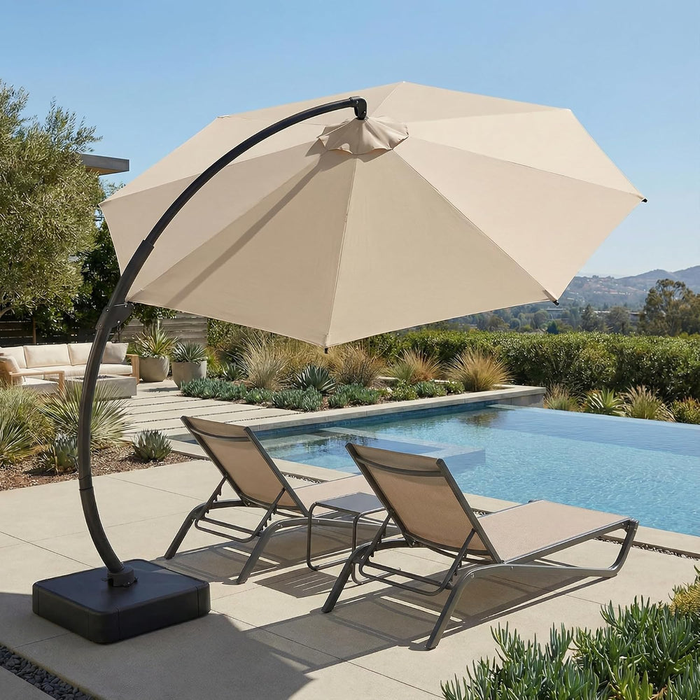 Kingdura 11ft Offset Cantilever Patio Umbrella with Base Included, Large Roun...