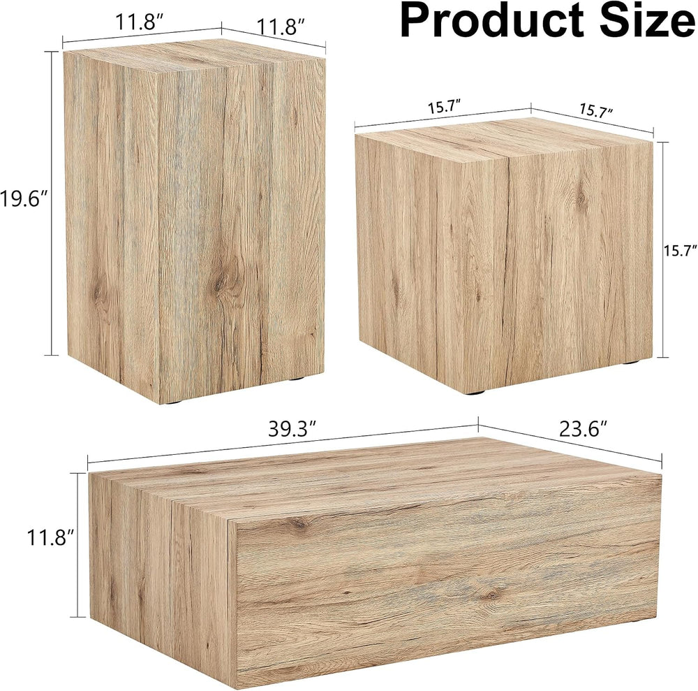 Modern Faux Marble Coffee Table Set for Living Room - Wooden Center Table Set...