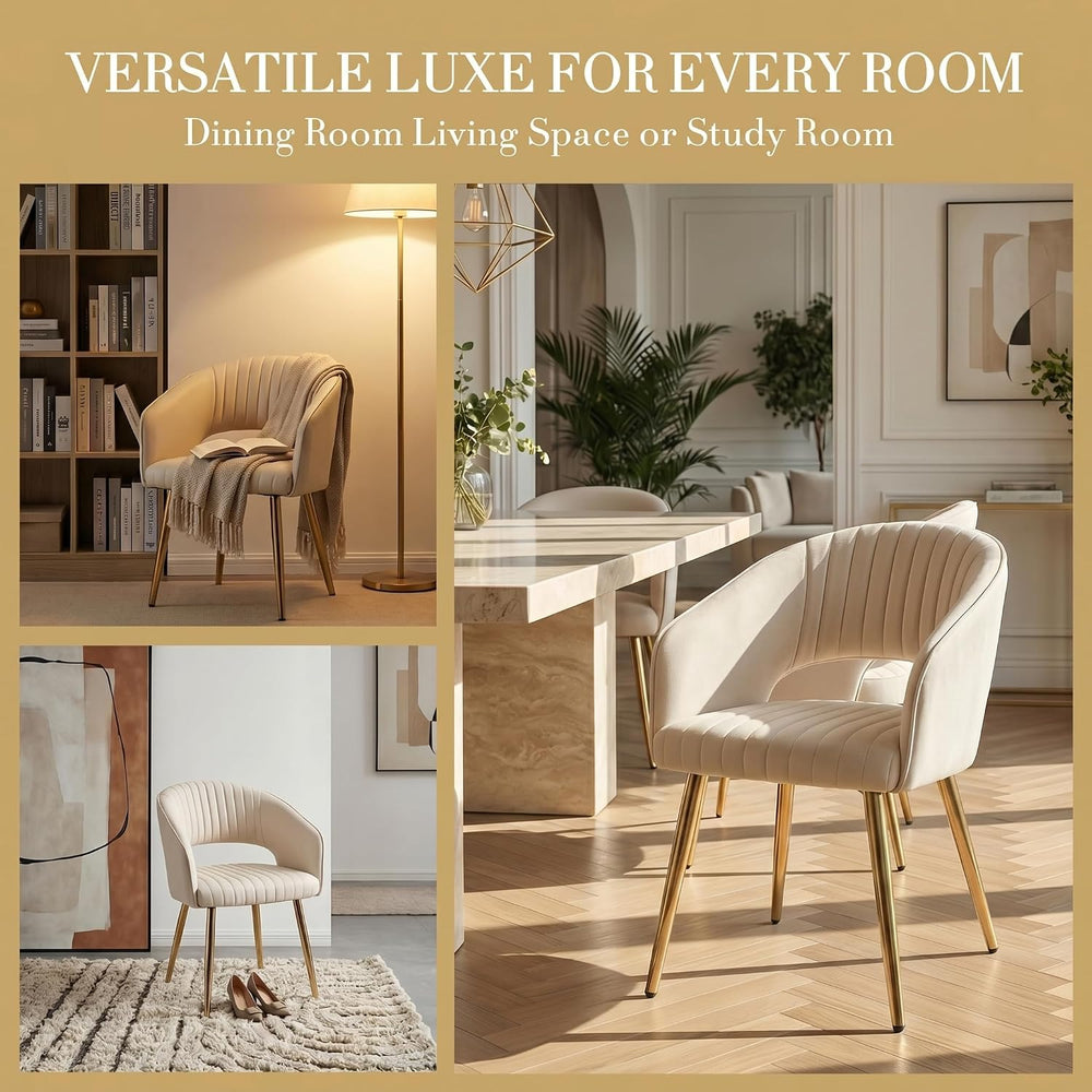 Modern Dining Chairs Set of 8, Upholstered PU Leather Gold Dining Room Chairs...