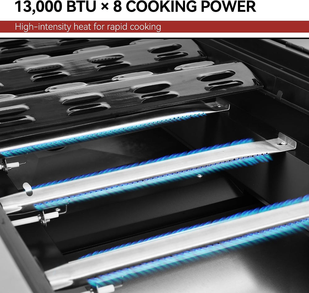 Royal Gourmet 8-Burner Gas Grill, 104,000 BTUs Liquid Propane Grill