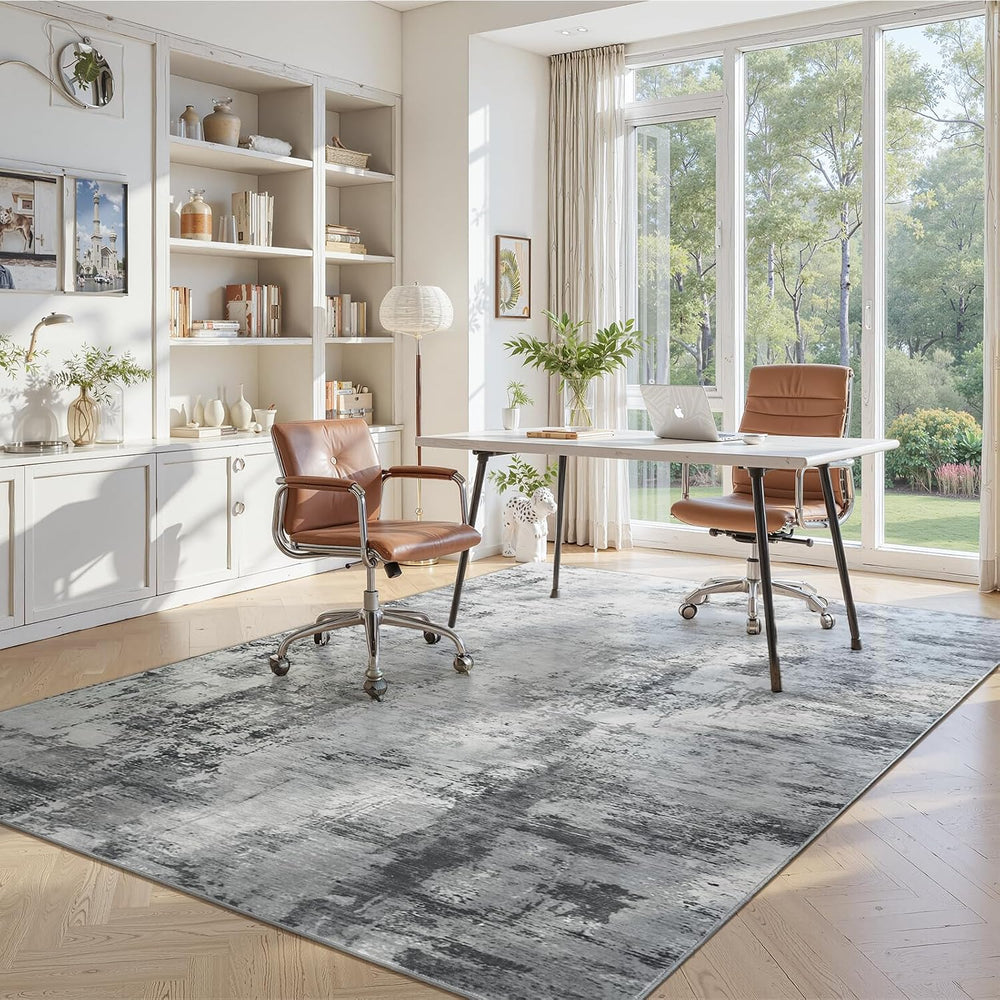 Beraliy Washable 6x9 Abstract Area Rugs for Living Room Bedroom, Grey