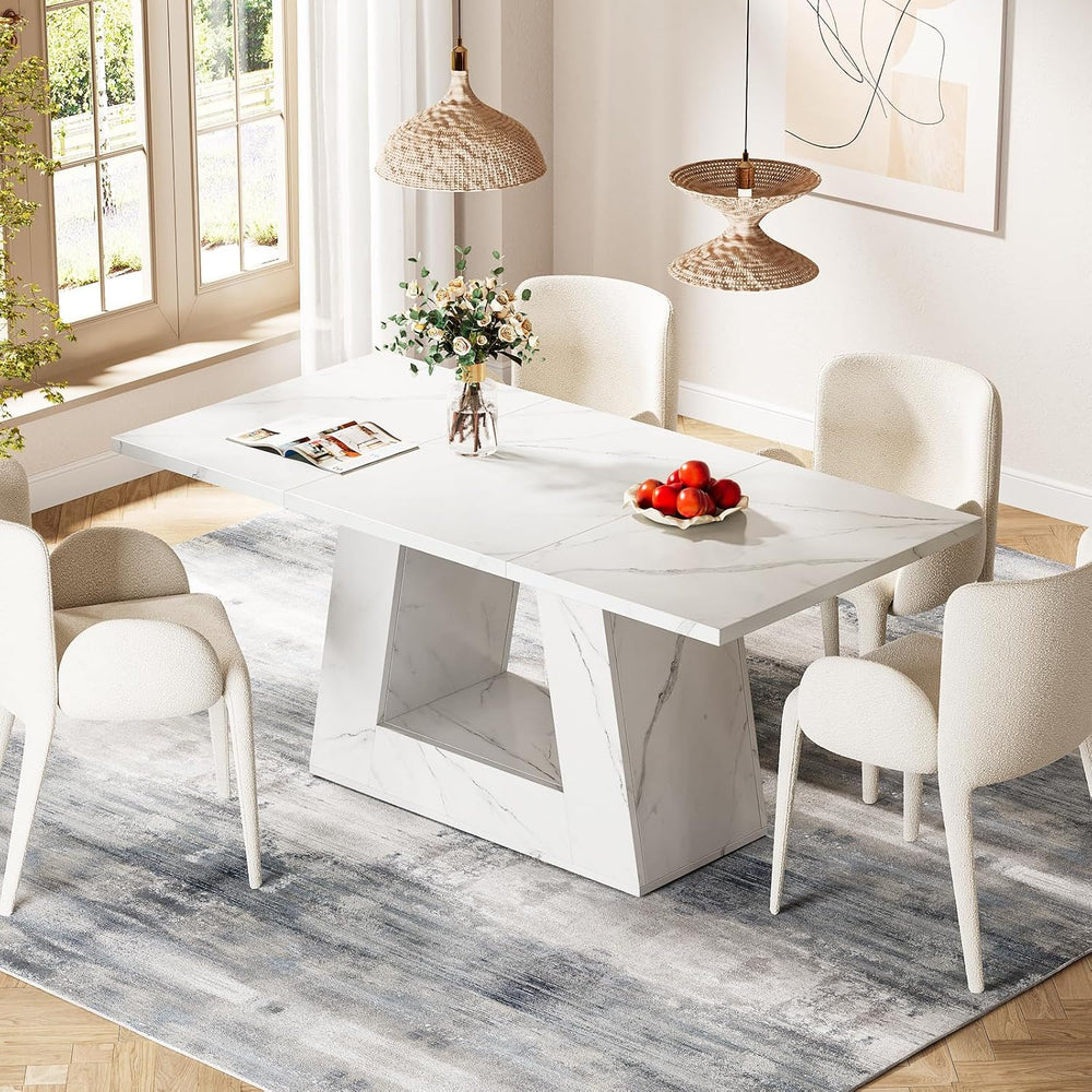 Tribesigns Dining Table for 4 to 6 People, 63" Rectangular Dining Room T...