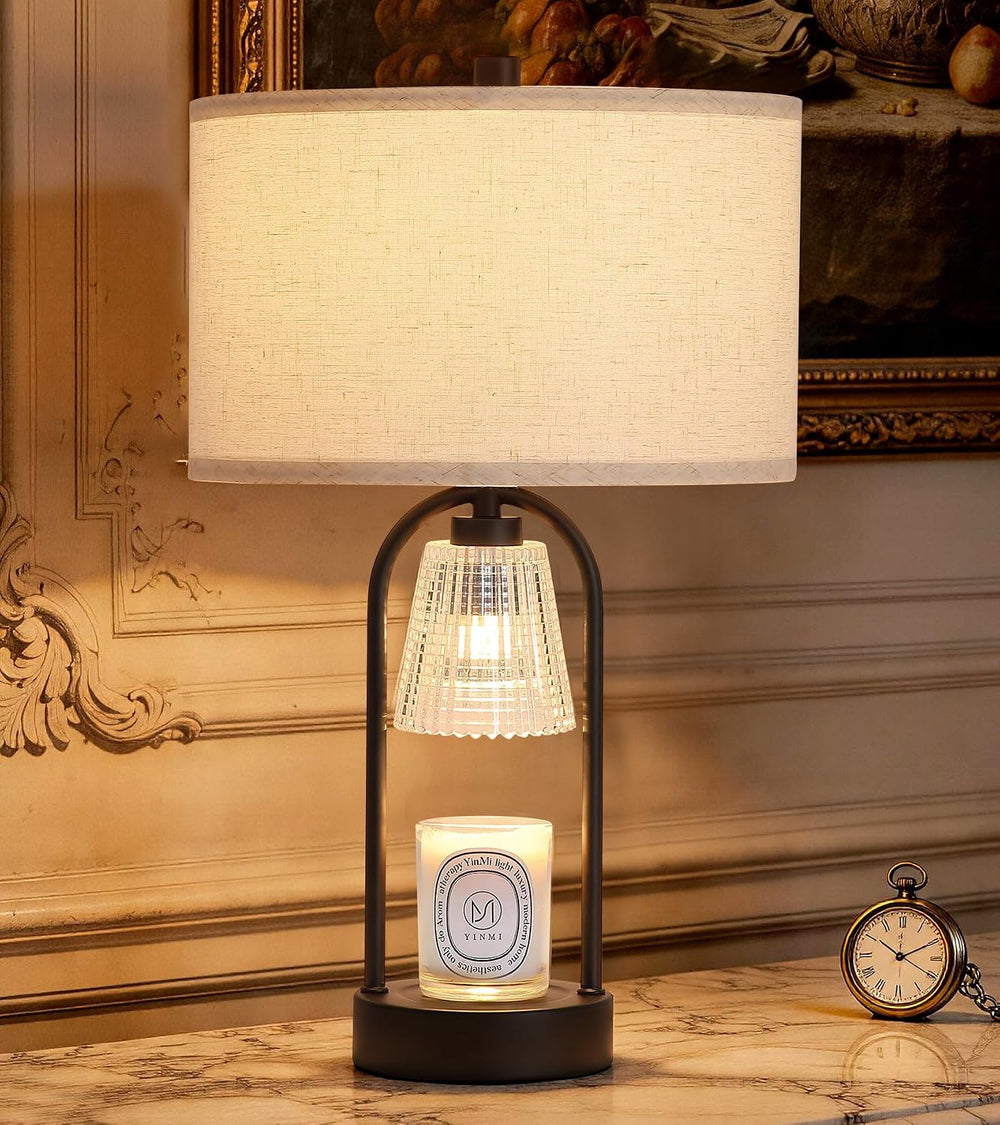 2-in-1 Candle Warmer Lamp with Timer and Dimmer, Black Decorative Table Lamp ...