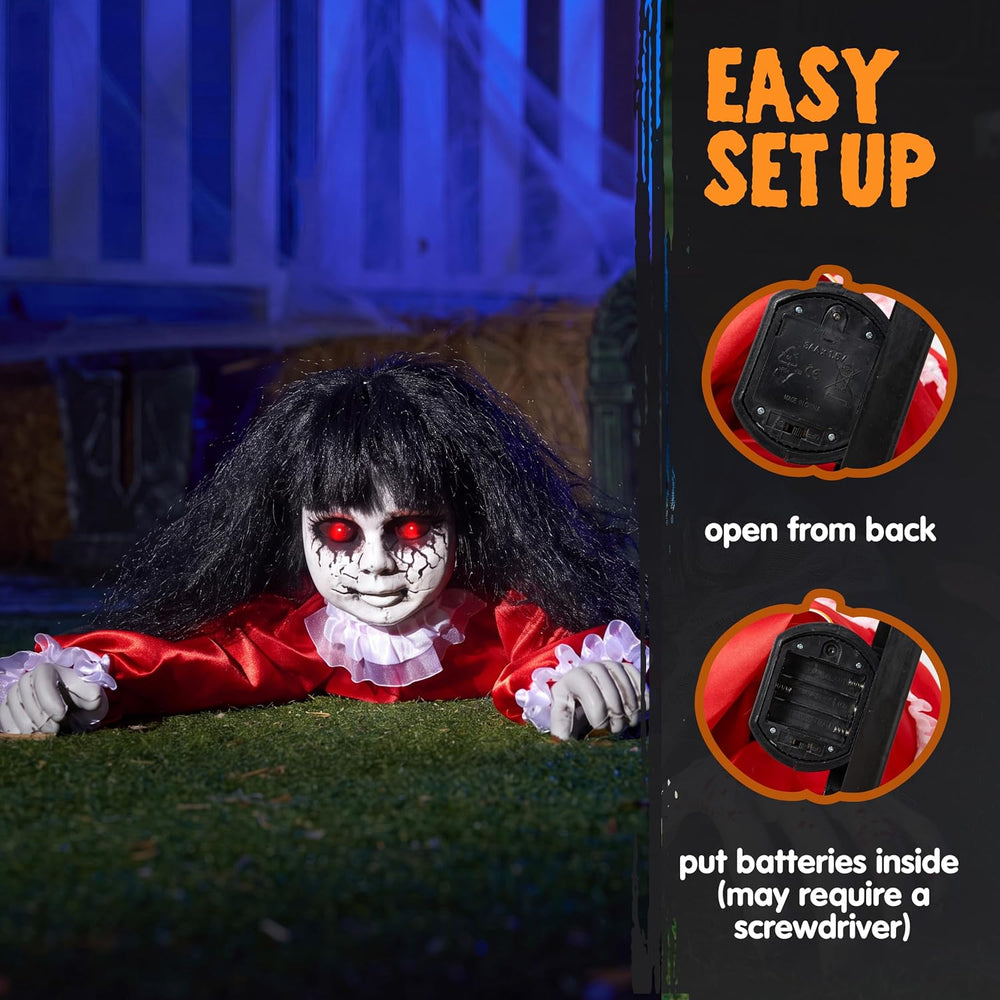 JOYIN Halloween Animatronics Decorations Outdoor Groundbreaker Crawling Doll,...