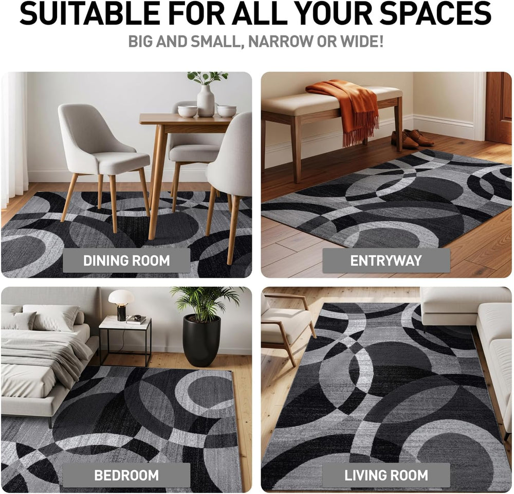 Rugshop Abstract Circles Contemporary Living Room Runner Rug Gray 2'7&quo...