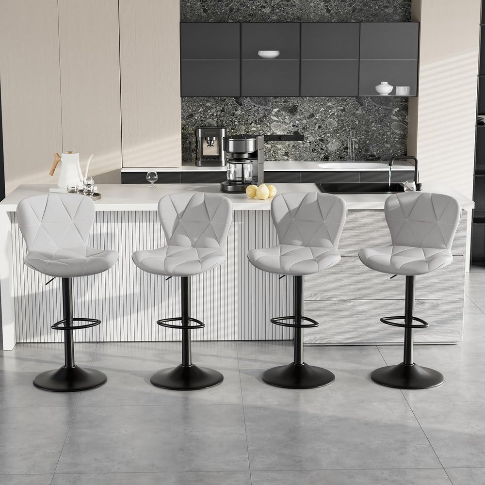 Bar Stools Set of 2,Faux Leather Bar Chairs,Upholstered Counter Height with H...