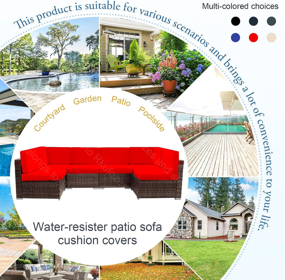 14Pcs Patio Cushion Covers, Furniture Cushion Slipcovers, 24.8"x24.8&quo...