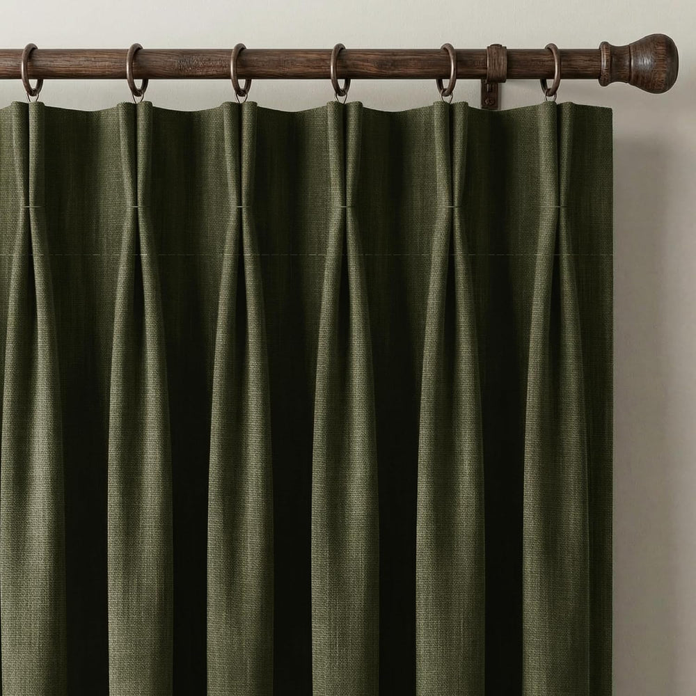 NICETOWN Extra Long Pinch Pleated Linen Curtains with Hooks 9 ft