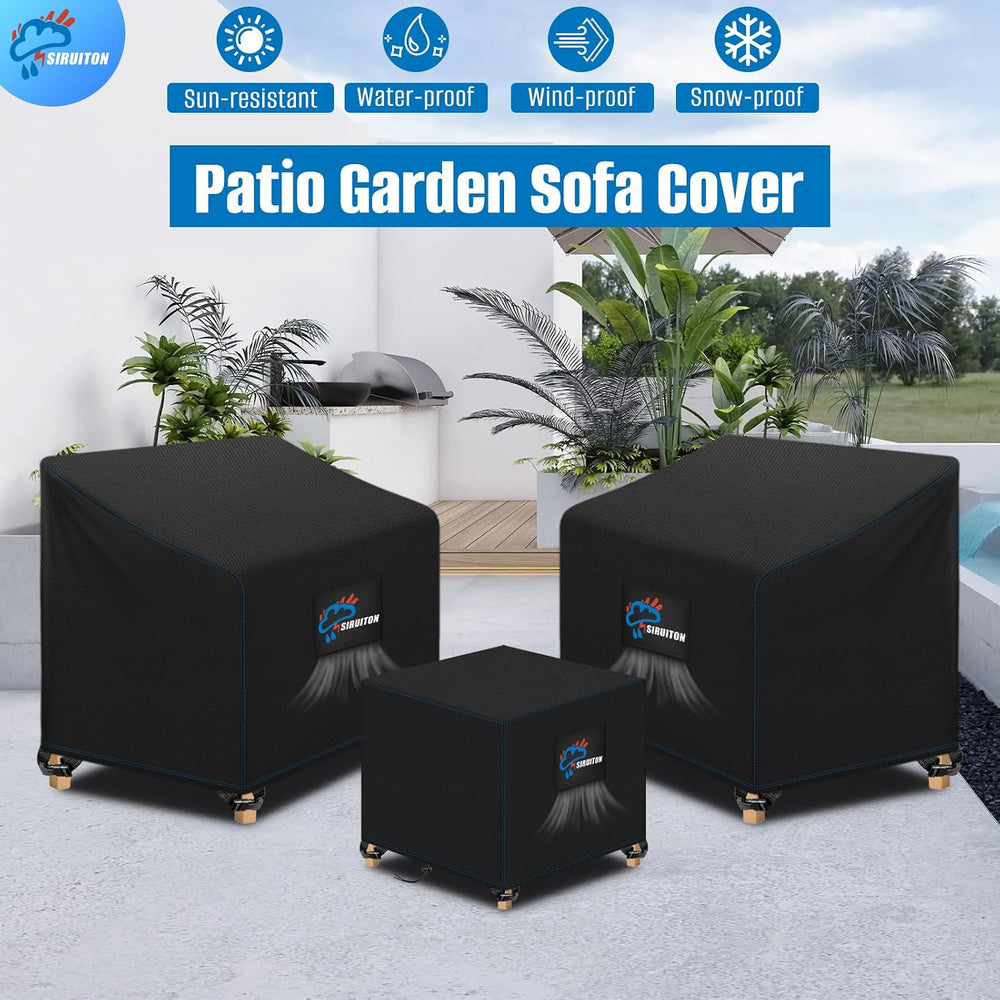 SIRUITON 3 Piece Outdoor Veranda Patio Garden Furniture Cover Set with 420D D...