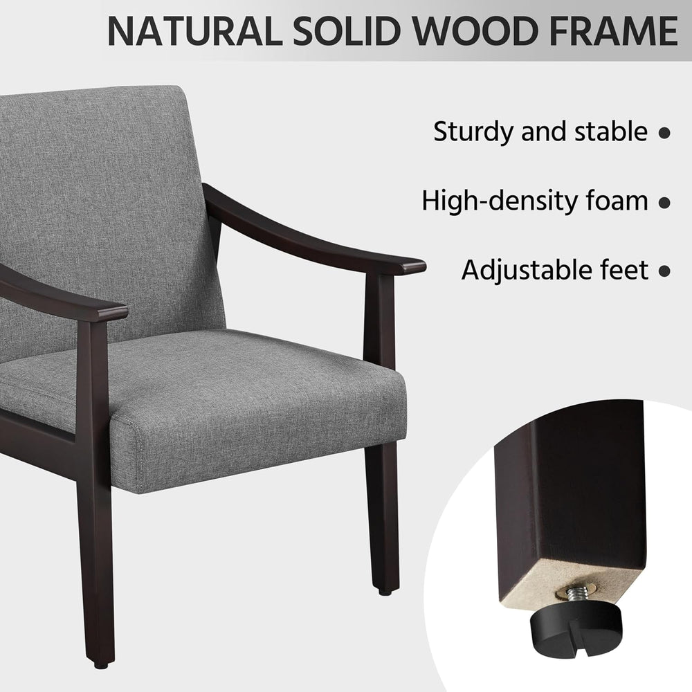 Yaheetech Accent Chair, Mid-Century Linen Fabric Armchair, Dark Gray
