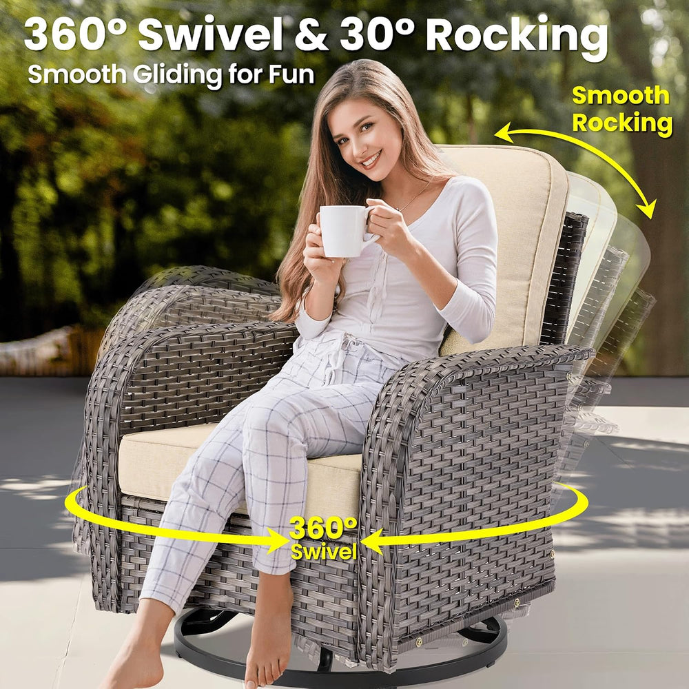 ovios 10 Pieces Patio Furniture Set, Outdoor Wicker Sofa Couch with Swivel Gl...