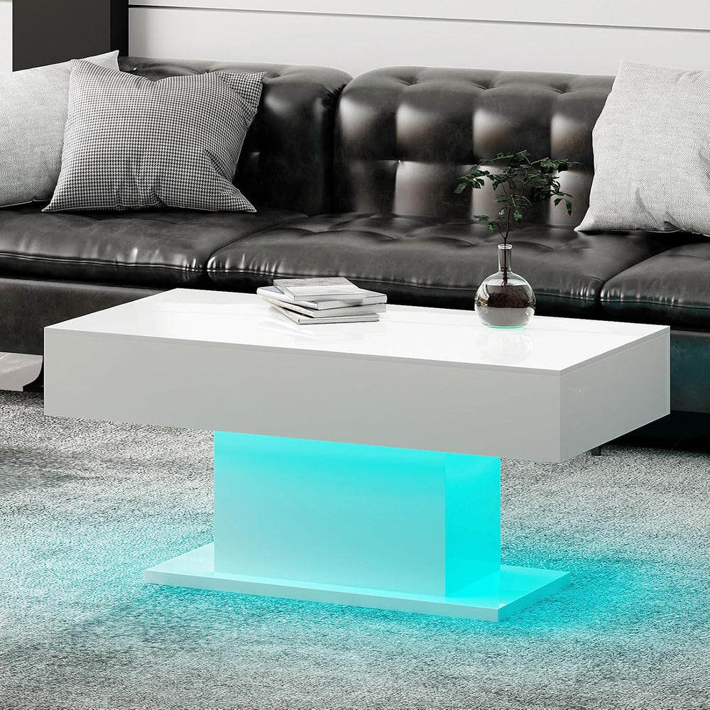 HedoAjim Led Coffee Table for Living Room, Living Room Table Rectangular Cent...