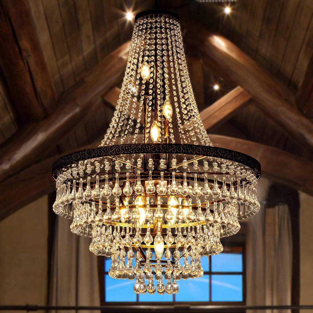 Wellmet French Empire Crystal Chandeliers, Antique Bronze Chandeliers 10 Ligh...