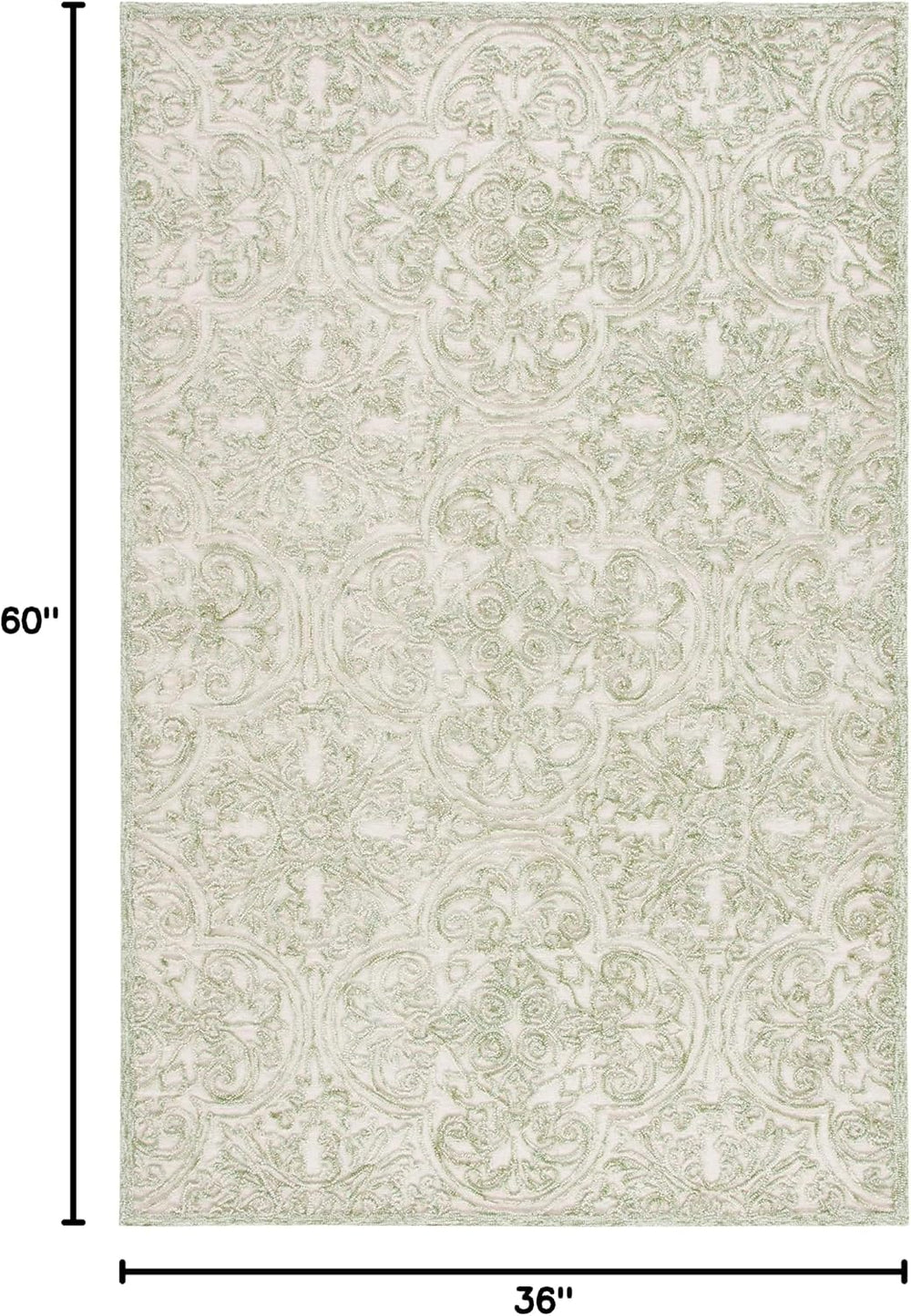 SAFAVIEH Trace Collection Accent Rug - 3' x 5', Ivory & Green, Ha...
