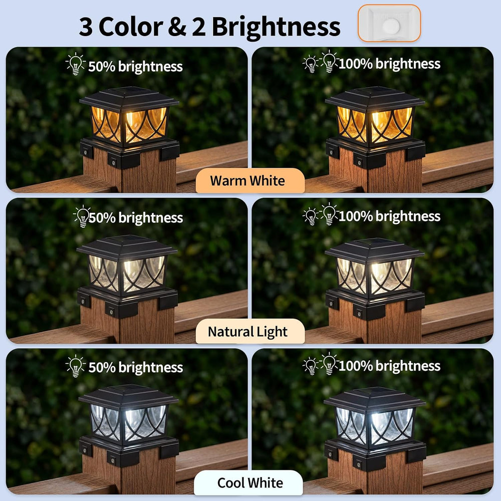 JOFIOS Solar Post Lights Outdoor 8pack, Adjustable Base Fits 3.5"–6"...