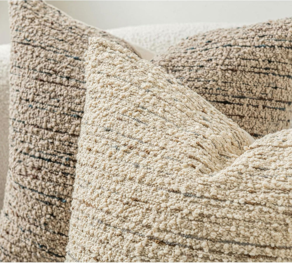 Zealax Neutral Throw Decorative Boucle Pillow Covers for Bed Couch Living Roo...