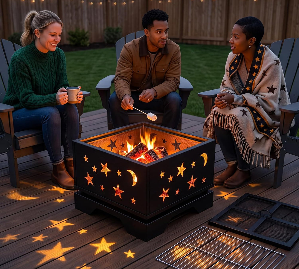 Fire Beauty Heavy Duty Square Cutout 2-in-1 Outdoor Fire Pit & Grill