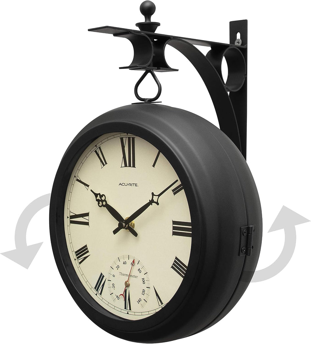 AcuRite 9-Inch Indoor/Outdoor Double-Sided Hanging Clock with 360-Degree Spin...
