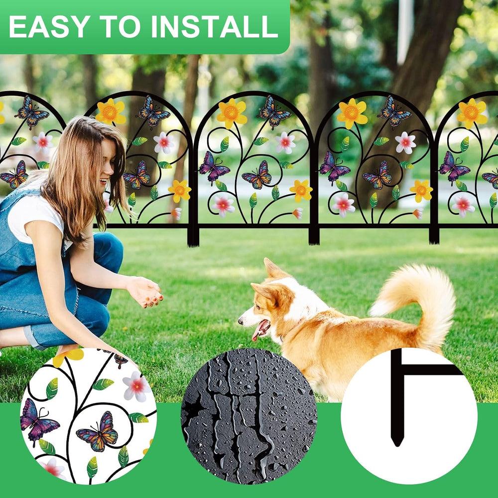4 Pack Butterfly Decorative Garden Fence Metal Butterfly Flower Design Metal ...
